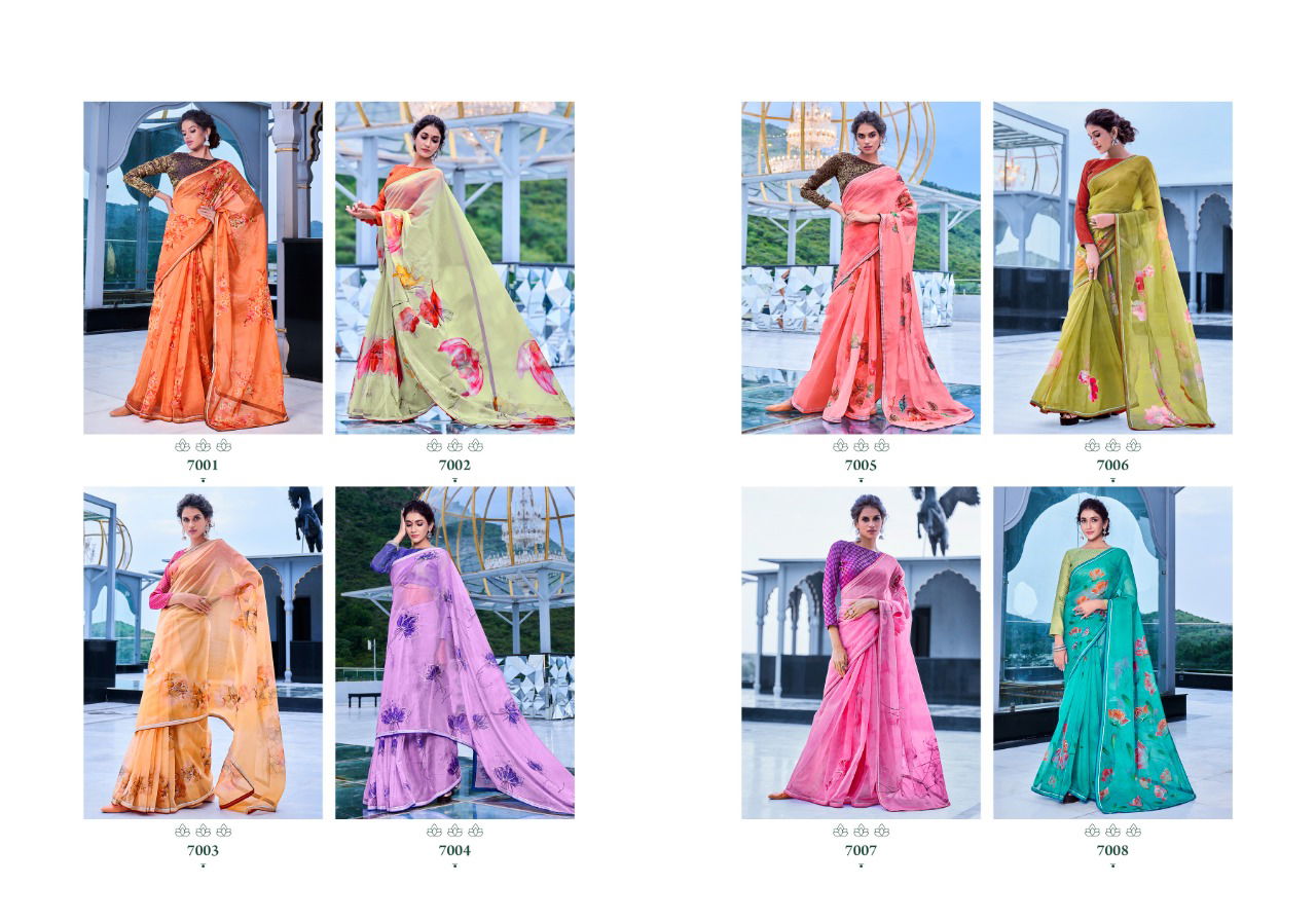 Rajyog Aarohi Organza Party Wear Designer Printed Silk Saree Collection